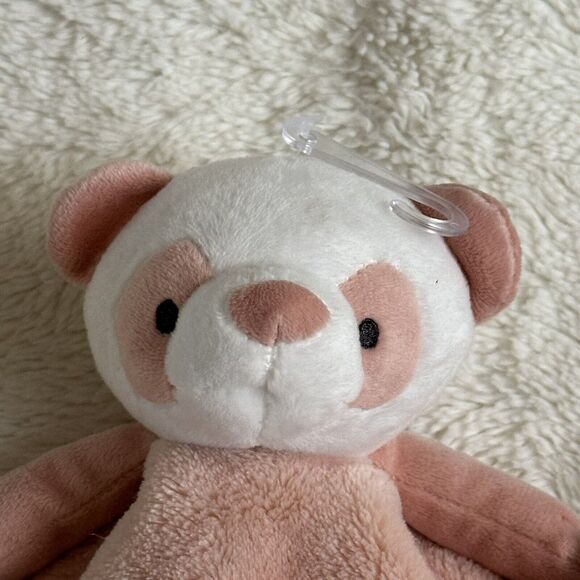 NWT Carters Peach White Panda Baby Lovey Security Blanket Plush #68197 2021 - Picture 2 of 7